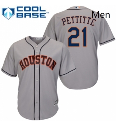 Mens Majestic Houston Astros 21 Andy Pettitte Replica Grey Road Cool Base MLB Jersey