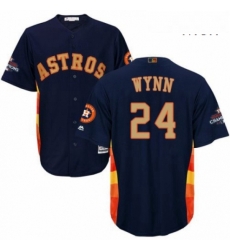 Mens Majestic Houston Astros 24 Jimmy Wynn Replica Navy Blue Alternate 2018 Gold Program Cool Base MLB Jersey 