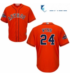 Mens Majestic Houston Astros 24 Jimmy Wynn Replica Orange Alternate 2017 World Series Champions Cool Base MLB Jersey 