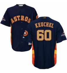 Mens Majestic Houston Astros 60 Dallas Keuchel Replica Navy Blue Alternate 2018 Gold Program Cool Base MLB Jersey