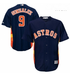 Mens Majestic Houston Astros 9 Marwin Gonzalez Replica Navy Blue Alternate Cool Base MLB Jersey 