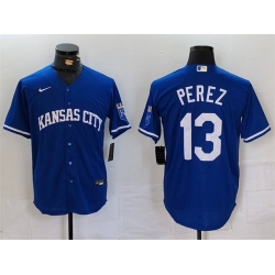 Men Kansas City Royals 13 Salvador Perez Royal Cool Base Stitched Jersey