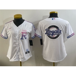 Women Kansas City Royals Team Big Logo White 2026 City Connect Stadium Stitched Baseball Jersey 001