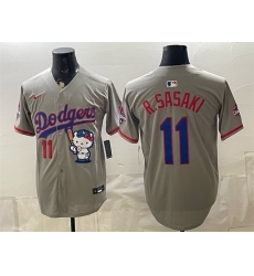 Men Los Angeles Dodgers 11 Roki Sasaki Grey Hello Kitty Night 2025 World Series Champions Patch Stitched Baseball Jersey Men Los Angeles Dodgers 11 Roki Sasaki Grey Hello Kitty Night 2025 World Series Champions Patch Stitched Baseball Jersey