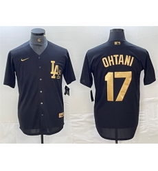 Men Los Angeles Dodgers 17 Shohei Ohtani Black Cool Base Stitched Baseball Jersey