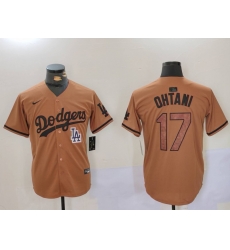 Men Los Angeles Dodgers 17 Shohei Ohtani Brown Cool Base Stitched Baseball Jersey 5