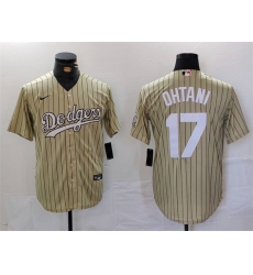 Men Los Angeles Dodgers 17 Shohei Ohtani Cream Cool Base Stitched Jersey