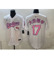 Men Los Angeles Dodgers 17 Shohei Ohtani White Pink 2025 Hello Kitty Vapor Limited Stitched Baseball Jersey Men Los Angeles Dodgers 17 Shohei Ohtani White Pink 2025 Hello Kitty Vapor Limited Stitched Baseball Jersey
