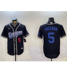 Men Los Angeles Dodgers 5 Freddie Freeman Black 2024 World Series Cool Base Stitched Baseball Jersey 5