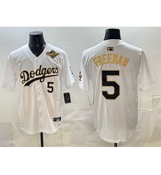 Men Los Angeles Dodgers 5 Freddie Freeman White Gold 2025 World Series Limited Stitched Baseball Jersey Men Los Angeles Dodgers 5 Freddie Freeman White Gold 2025 World Series Limited Stitched Baseball Jersey