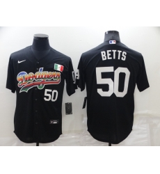 Men Los Angeles Dodgers 50 Mookie Betts Black Stitched Baseball Jerse