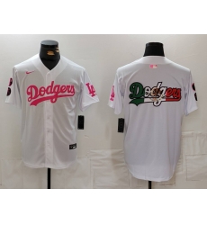 Men Los Angeles Dodgers Team Big Logo White Pink Vin  26 Kobe Patch Stitched Baseball Jersey 8