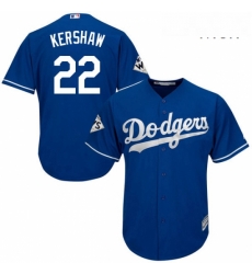 Mens Majestic Los Angeles Dodgers 22 Clayton Kershaw Replica Royal Blue Alternate 2017 World Series Bound Cool Base MLB Jersey