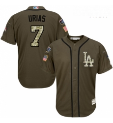 Mens Majestic Los Angeles Dodgers 7 Julio Urias Authentic Green Salute to Service 2018 World Series MLB Jersey