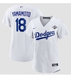 Women Los Angeles Dodgers 18 Yoshinobu Yamamoto White 2025 World Series Home Cool Base Stitched Baseball Jersey  Women Los Angeles Dodgers 18 Yoshinobu Yamamoto White 2025 World Series Home Cool Base Stitched Baseball Jersey