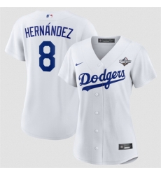Women Los Angeles Dodgers 8 Enrique Hernandez White 2025 World Series Home Cool Base Limited Stitched Baseball Jersey Women Los Angeles Dodgers 8 Enrique Hernandez White 2025 World Series Home Cool Base Limited Stitched Baseball Jersey