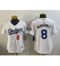 Youth Los Angeles Dodgers  8 Enrique Hern%C3%A1ndez White 2026 Gold Collection Stadium Stitched Baseball Jersey