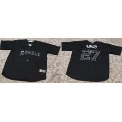 Men Los Angeles Angels  27 Mike Trout KIIIIID Black Stitched Baseball Jersey