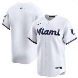 Men Miami Marlins Blank White 2024 Home Limited Stitched Baseball Jersey