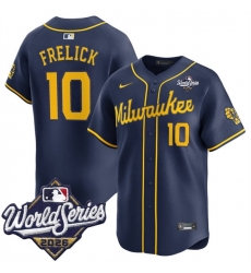 Men Milwaukee Brewers 10 Sal Frelick Navy 2026 World Series Alternate Limited Stitched Baseball Jersey Men Milwaukee Brewers 10 Sal Frelick Navy 2026 World Series Alternate Limited Stitched Baseball Jersey