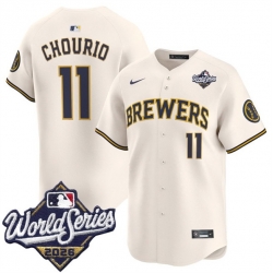 Men Milwaukee Brewers  11 Jackson Chourio Cream 2026 World Series Limited Stitched Baseball Jersey