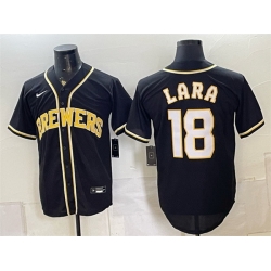 Men Milwaukee Brewers  18 Luis Lara 2026 Fashion Replica Black Out Stitched Baseball Jersey
