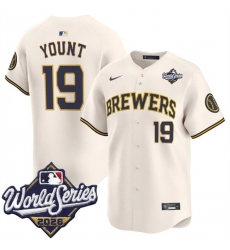 Men Milwaukee Brewers 19 Robin Yount Cream 2026 World Series Limited Stitched Baseball Jersey Men Milwaukee Brewers 19 Robin Yount Cream 2026 World Series Limited Stitched Baseball Jersey
