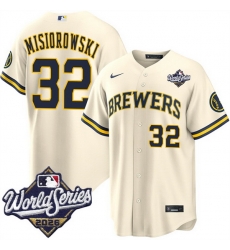 Men Milwaukee Brewers  32 Jacob Misiorowski Cream 2026 World Series Stitched Baseball Jersey
