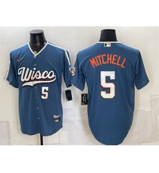 Men Milwaukee Brewers 5 Garrett Mitchell Mineral Blue 2026 City Connect Stadium Stitched Baseball Jersey Men Milwaukee Brewers 5 Garrett Mitchell Mineral Blue 2026 City Connect Stadium Stitched Baseball Jersey