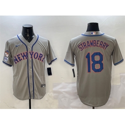 Men New York Mets 18 Darryl Strawberry Grey 2025 Spring Training Cool Base Stitched Baseball Jersey