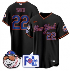 Men New York Mets 22 Juan Soto Black 2025 Spring Training Stitched Baseball Jersey