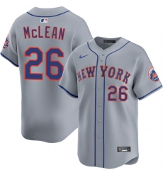 Men New York Mets  26 Nolan McLean 2026 Grey Limited Stitched Baseball Jersey