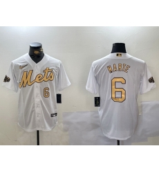 Men New York Mets 6 Starling Marte 2022 All Star White Cool Base Stitched Baseball Jersey 2