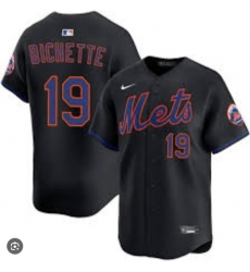 Men New York Mets Nike Bo Bichette #19 Black Stitched Player Jersey Men New York Mets Nike Bo Bichette #19 Black Stitched Player Jersey