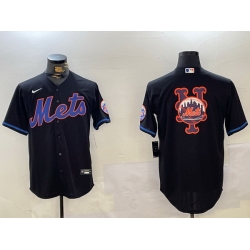 Men New York Mets Team Big Logo Graphite 2024 City Connect Limited Stitched Baseball Jersey 3