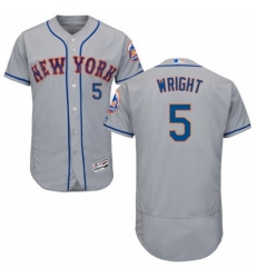 Mens Majestic New York Mets 5 David Wright Grey Road Flex Base Authentic Collection MLB Jersey