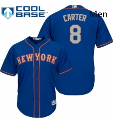 Mens Majestic New York Mets 8 Gary Carter Replica Royal Blue Alternate Road Cool Base MLB Jersey