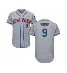 Mens New York Mets 9 Brandon Nimmo Grey Road Flex Base Authentic Collection Baseball Jersey