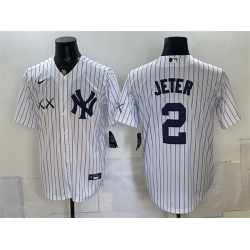 Men New York Yankees x KAWS  2 Derek Jeter White Stadium Stitched Baseball Jersey