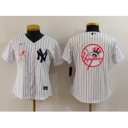 Women New York Yankees White Team Big Logo Cool Base Stitched Jersey 5