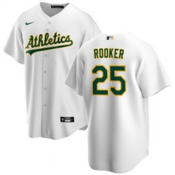 Men Oakland Athletics 25 Brent Rooker White Cool Base Stitched Jersey