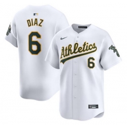 Men Oakland Athletics 6 Jordan Diaz White Home Limited Stitched Jersey