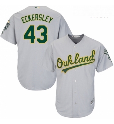 Mens Majestic Oakland Athletics 43 Dennis Eckersley Replica Grey Road Cool Base MLB Jersey