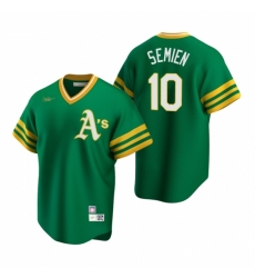 Mens Nike Oakland Athletics 10 Marcus Semien Kelly Green Cooperstown Collection Road Stitched Baseball Jerse