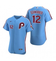 Men Philadelphia Phillies 12 Kyle Schwarber Blue Flex Base Stitched Baseball jersey