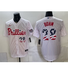 Men Philadelphia Phillies 28 Alec Bohm White USA 250 Fourth of July Home Stitched Baseball Jersey Men Philadelphia Phillies 28 Alec Bohm White USA 250 Fourth of July Home Stitched Baseball Jersey