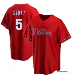 Men Philadelphia Phillies 5 Bryson Stott Red Cool base Stitched Jersey