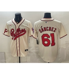 Men Philadelphia Phillies 61 Cristopher Sannchez Cream 2026 Field of Dreams Stadium Stitched Baseball Jersey Men Philadelphia Phillies 61 Cristopher Sannchez Cream 2026 Field of Dreams Stadium Stitched Baseball Jersey