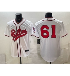 Men Philadelphia Phillies  61 Cristopher Sannchez White 2026 Field of Dreams Stadium Stitched Baseball Jersey