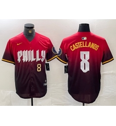 Men Philadelphia Phillies 8 Nick Castellanos Red 2024 City Connect Limited Stitched Jersey 2